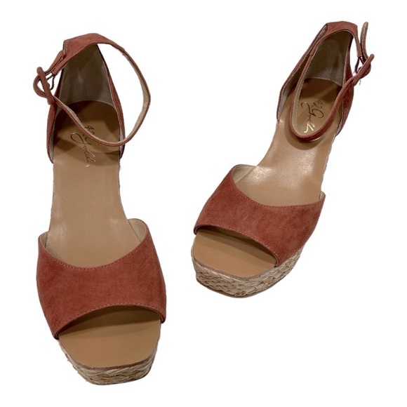 42 Gold MINDIE PLATFORM WEDGE SANDAL IN TOBACCO SUEDE size 40/9 - Picture 6 of 12